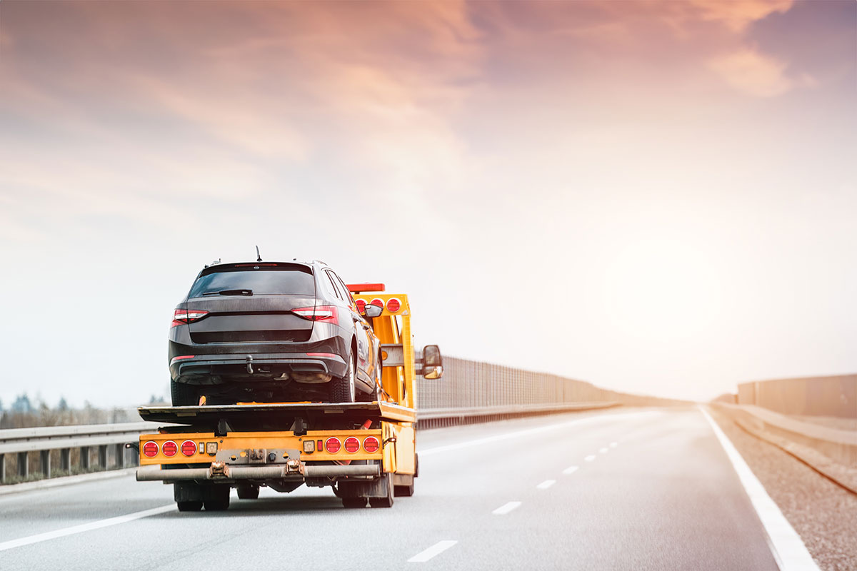 Tow truck on road